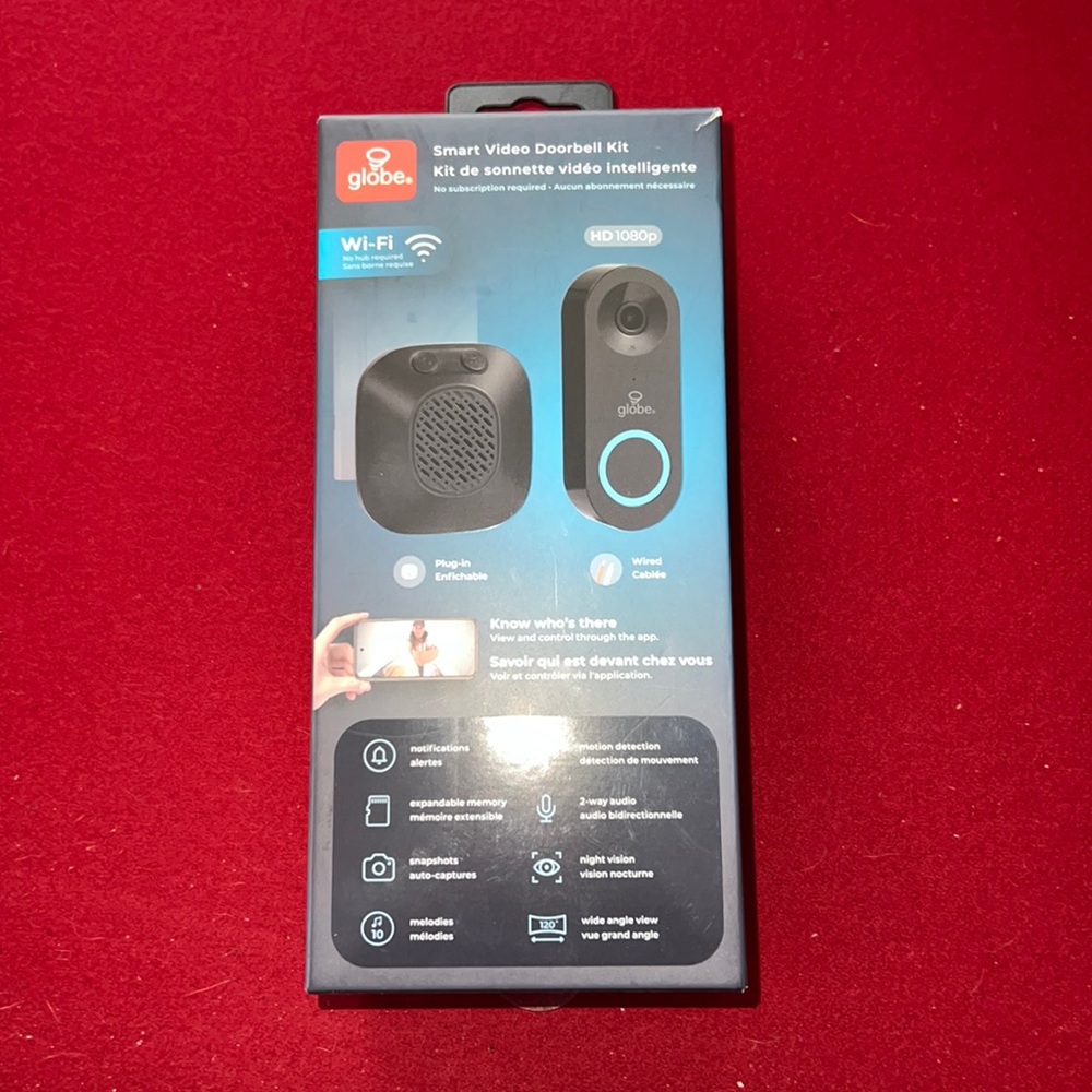 Globe Electric Smart Video Doorbell Kit - Black